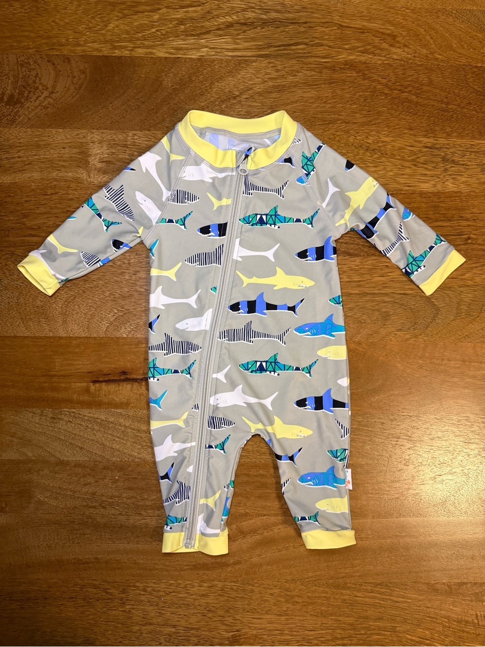SwimZip Shark Feast Zip-Front Rash Guard Swim Suit